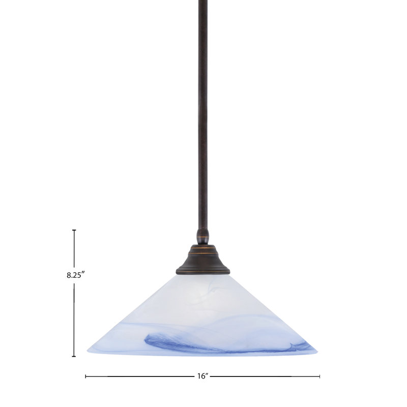 Any Stem Hung Pendant, Dark Granite, Blue, 9" H x 16" W x 16" D