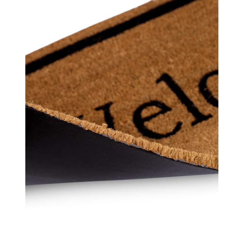 Durable Brown Coir Rectangular Welcome Doormat with Vinyl Backing