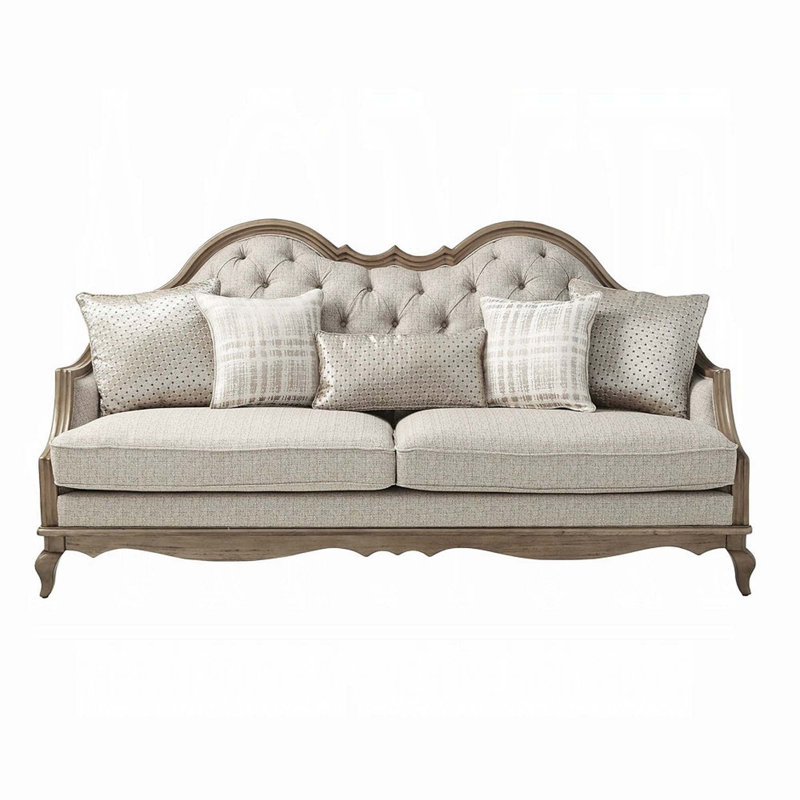 Aeryona Recessed Arm Sofa in Beige and Antique Taupe