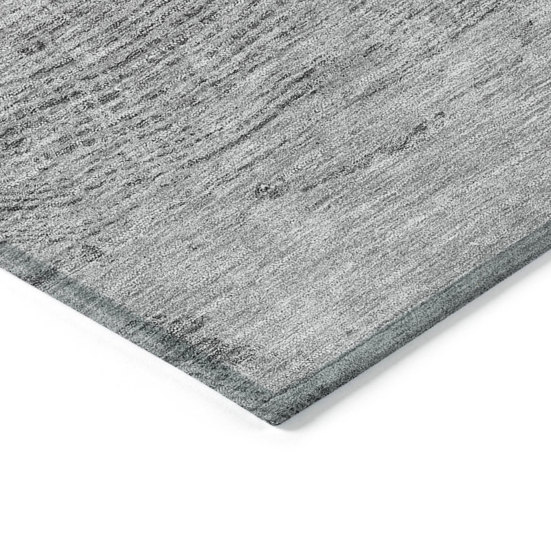 Gray Silver And Charcoal Abstract Washable Indoor Outdoor Area Rug, Rectangle 10' x 14'