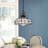 8.66"W Industrial Adjustable Downrod Black Cage Pendant Light with Clear Glass Shade,for Kitchen Island, Dining Room,Modern Farmhouse Lighting