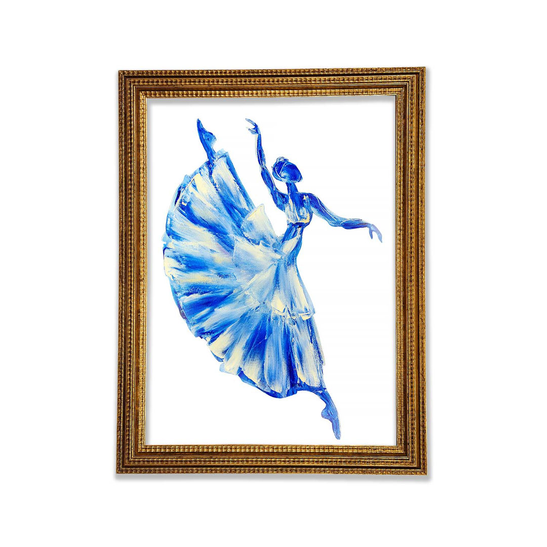 Praneeth Blue Ballerina 11 Gerahmter Druck Wandkunst