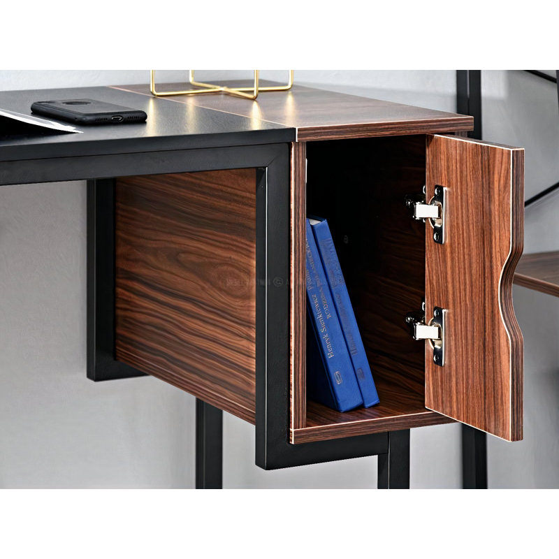 Dawniel Metal Base Writing Desk, Brown