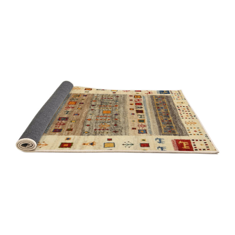 Tapis brun/vert/gris zone contemporaine, Rond 8 pi