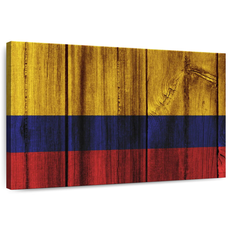 Drapeau de la Colombie en bois, H 8 po x l 12 po