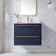 Ensemble de meuble-lavabo mural simple bleu moderne 30 po avec deux tiroirs Kortnee