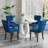 High Gloss Round Dining Table Set with 4 Velvet Dining Chairs-2044874349