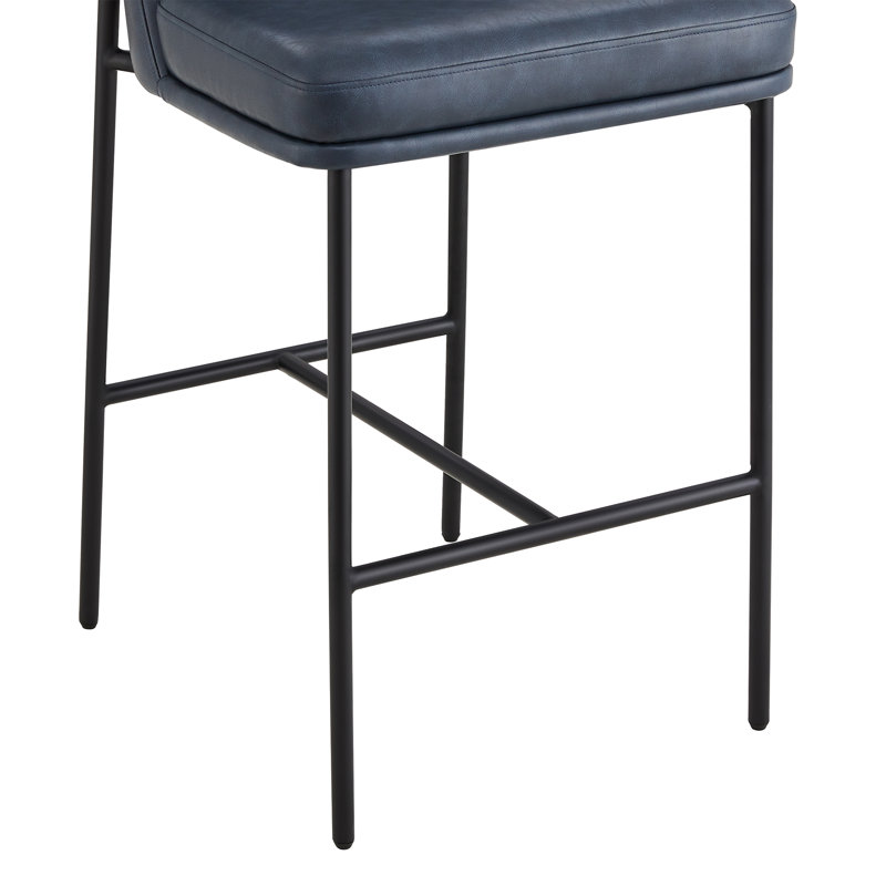 Tabouret de comptoir 27 po Angelick, Bleu, Noir