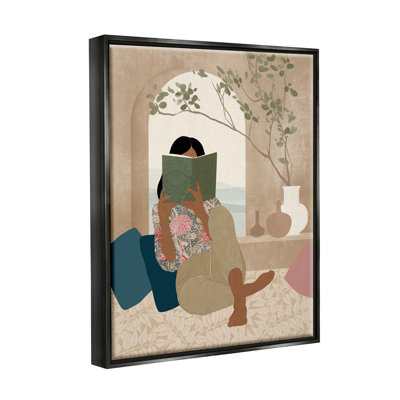 «Red Barrel Studio® Boho Girl», livre de lecture encadré sur toile flottante par Victoria Barnes