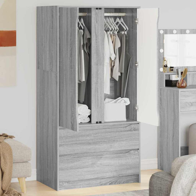 Manufactured Wood Wardrobe, Grey Sonoma
