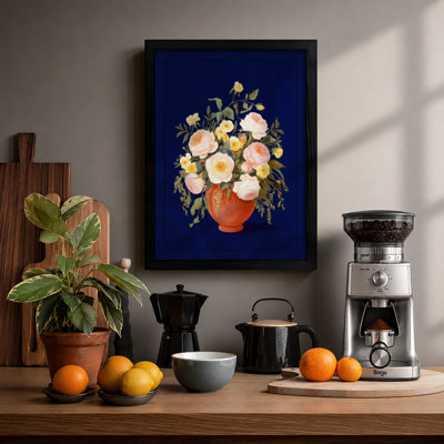 Cheerful Terracotta Blooms Botanical - Framed Print
