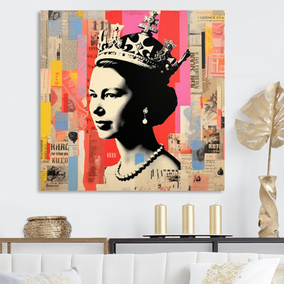 Coloré popart iconique, reine du Royaume-Uni 2 - art mural célébrité