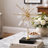 Starburst Sculpture On Black Base Stand, White Stones, Gold Metal Rods, 23 Inch