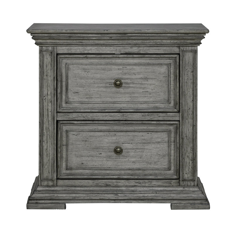 Temple Cloud Panel Bed, Dresser & Mirror, Chest, Nightstand Bedroom Set, Queen, Gray