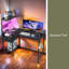 Bureau d'ordinateur avec prise de courant et tablettes de rangement, table d'écriture avec ports USB, station de travail pour bureau personnel-1193439379