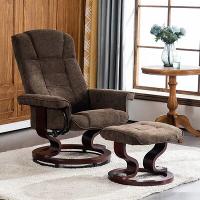 Averyann Canora Gray Swivel Recliner With Ottoman, Manual Recliner Chairs With Wood Base For Living Room Bedroom Office, Chenille Fabric 4919 -  Canora Grey, BA6E4441DC514C4386EEF517594E9A62