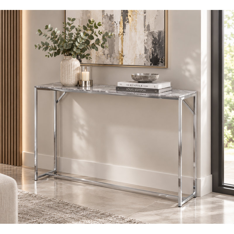 Kalyssa 80cm Console Table, White, Light Grey