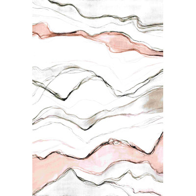 Rose et lignes grises - peinture sur toile tendue