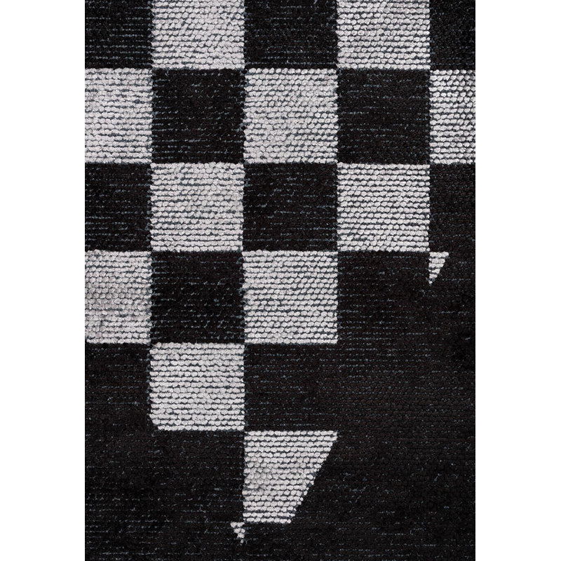 Modern Abstract Checkered Area Rug, Rectangle 6'7" x 8'3"