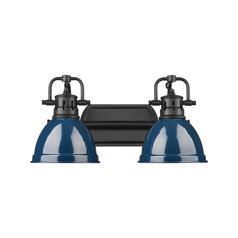 Meuble-lavabo 2 lumières Calica, Bleu marine mat, Noir mat
