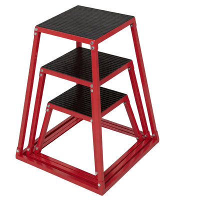 Ensemble de boîte de saut en acier pliométrique, plateau en silicone antidérapant avec pieds en caoutchouc, tailles 12/18/24/30 pouces, boîte Plyo empilable d'une capacité de 500 lb pour l'entraînement en salle