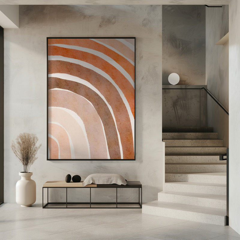 "Lignes abstraites", art mural texturé, Cadre noir, H 14 po x l 10 po