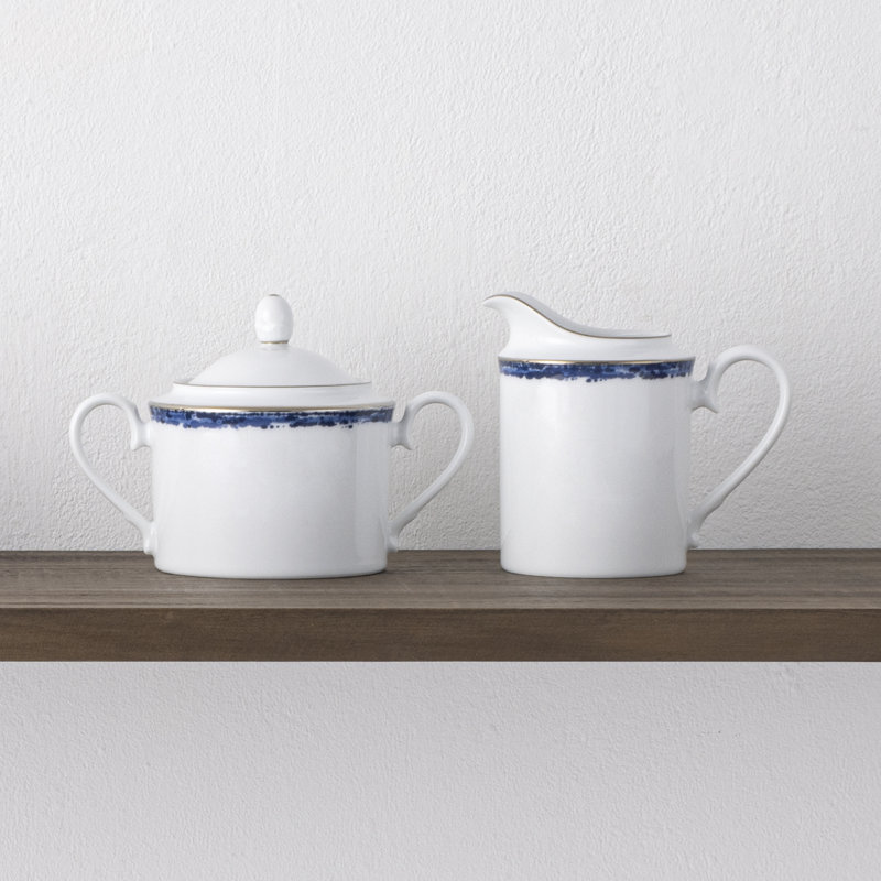 Noritake Rill Sugar & Creamer Set, Blue