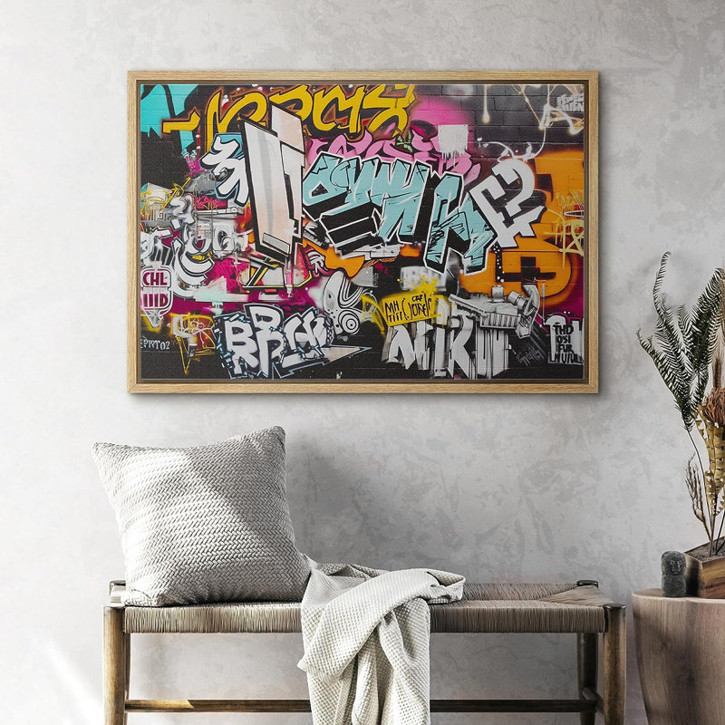 Caricature de noms d'anime sur toile, impression, H 16 po x l 24 po x P 1,5 po, Cadre naturel flottant