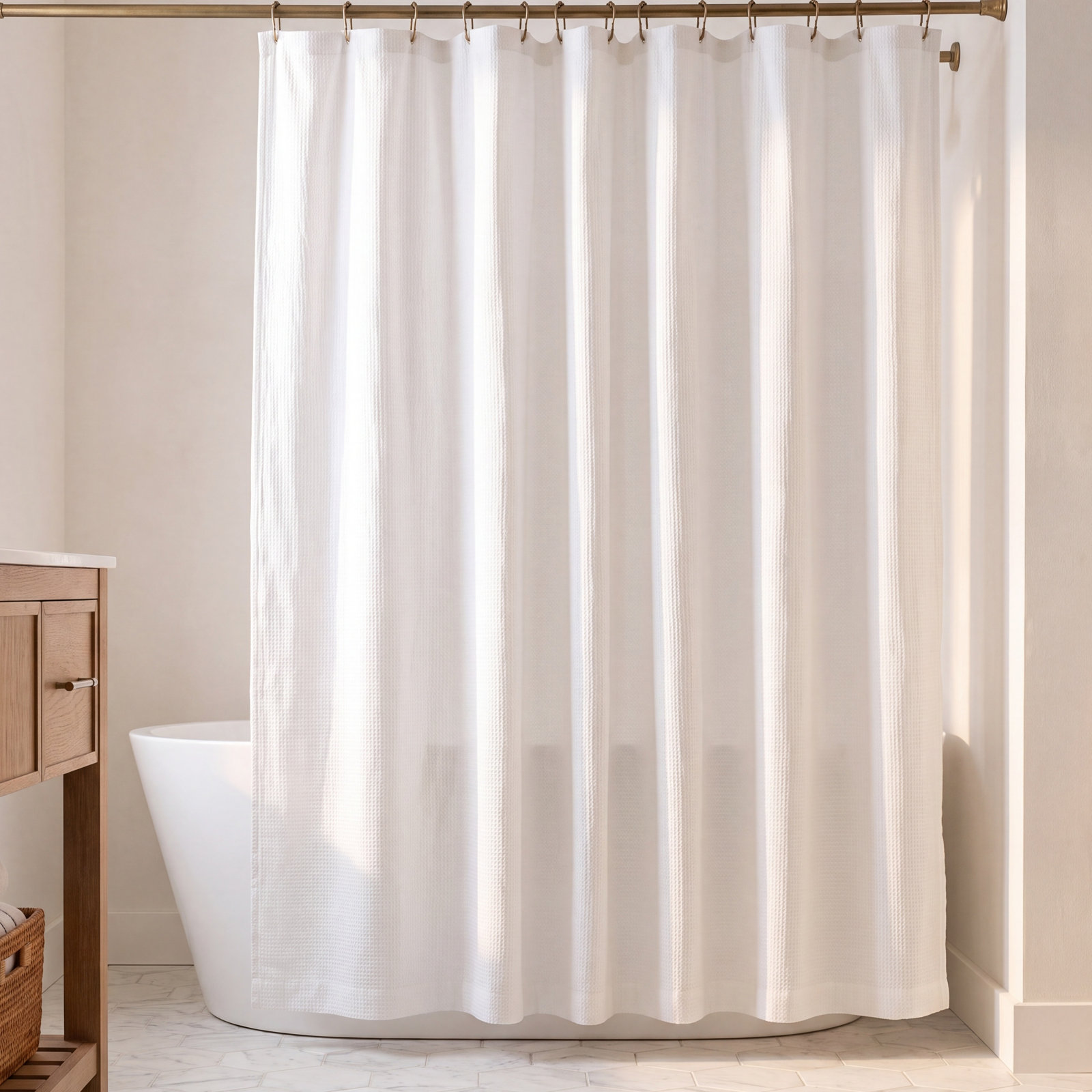 Jeffen Linen Blend Shower Curtain, White