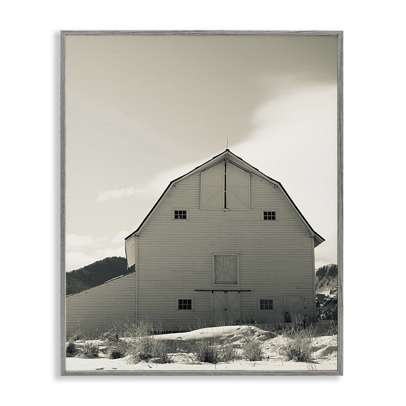 Art de giclée encadré blanc monochromatique d'hiver par Ashley Singleton, Estampe numérique Farmhouse, H 20 po x l 16 po