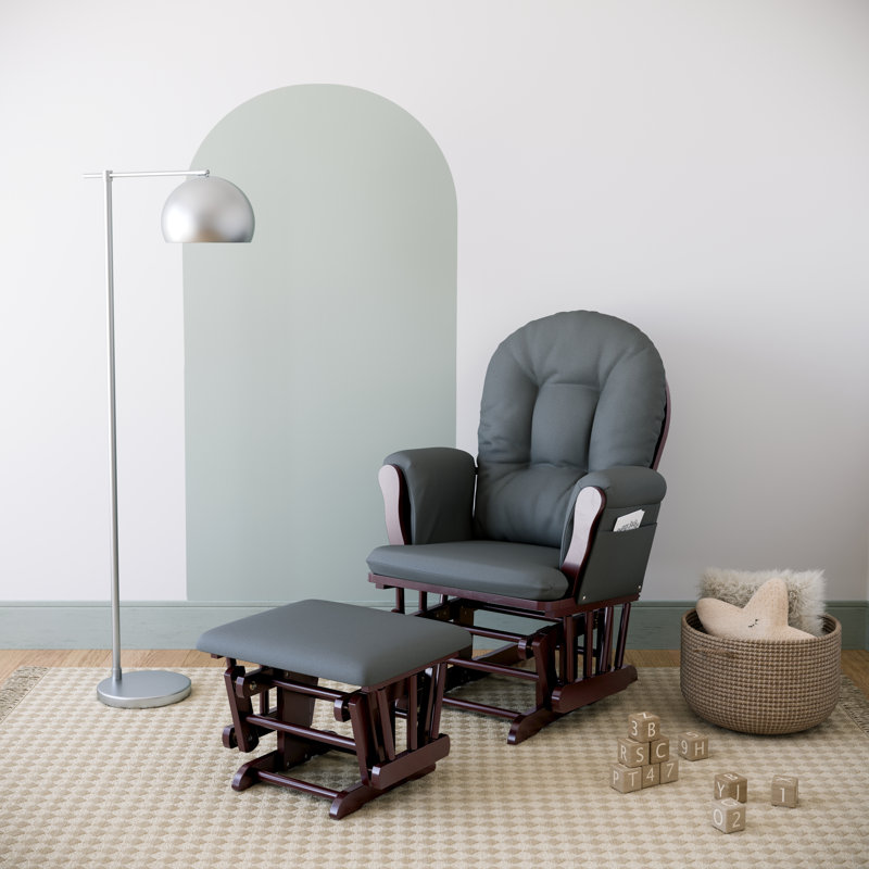 Fauteuil oscillant avec repose-pieds Hoop, Espresso, gris