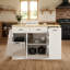 Buffet multifonctionnel pour îlot de cuisine avec armoire à porte coulissante, rangement pour poubelle et support à épices à 3 niveaux pour la salle à manger-1116618782