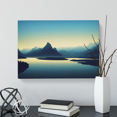 Mountain Lake Silhouette - Wrapped Canvas Print