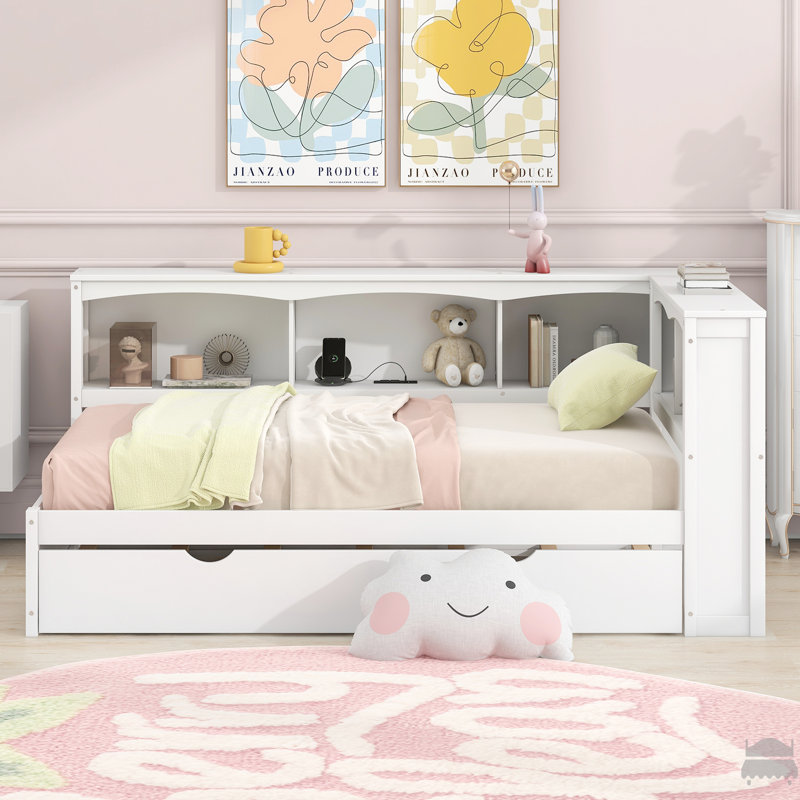 Twin Size Daybed With Trundle, Storage Cabinets And USB Ports