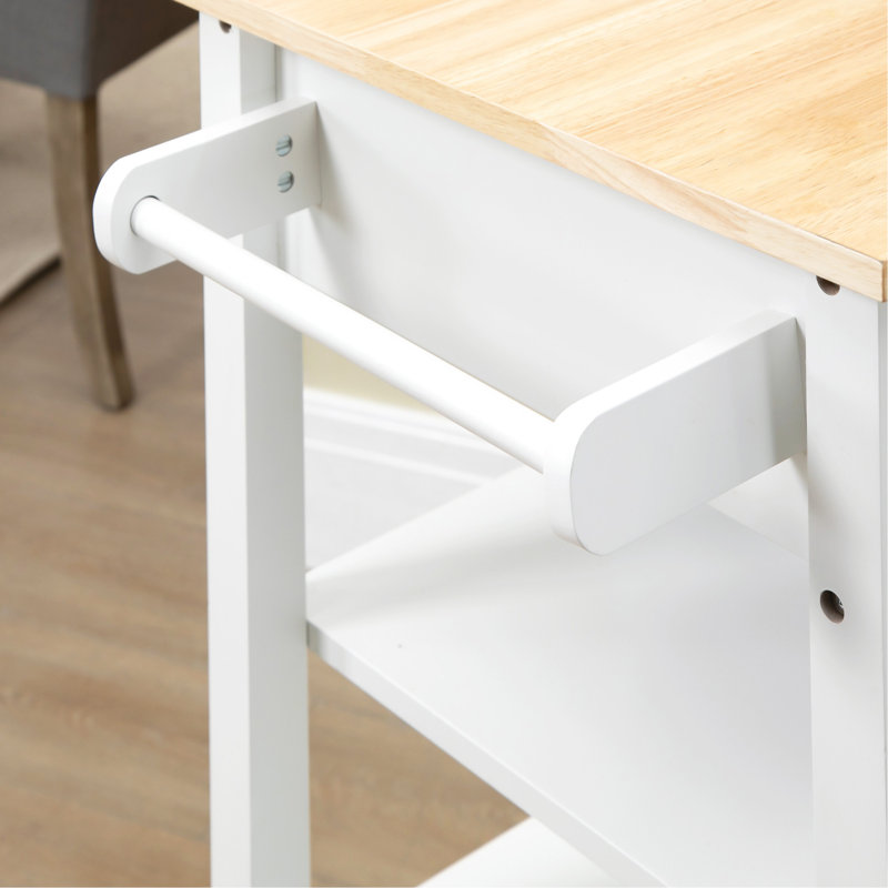Wide Rolling Kitchen Cart, White