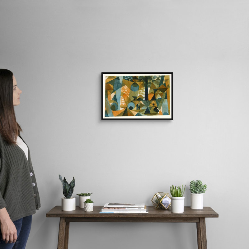 Reproduction d’art sur toile, "composition" par Paul Klee, H 14 po x l 20 po x P 1,75 po, Cadre noir