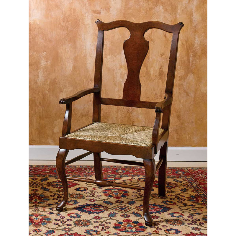 Chaise avec accoudoirs arrière brun/beige reine anne