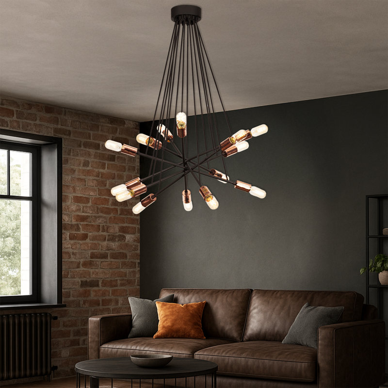 Lustre spoutnik à hauteur réglable en métal 14 lumières