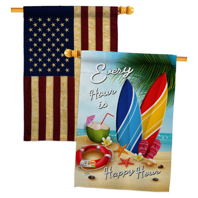 Beach chaque heure 40 x 28 po de polyester à 2 côtés drapeau maison