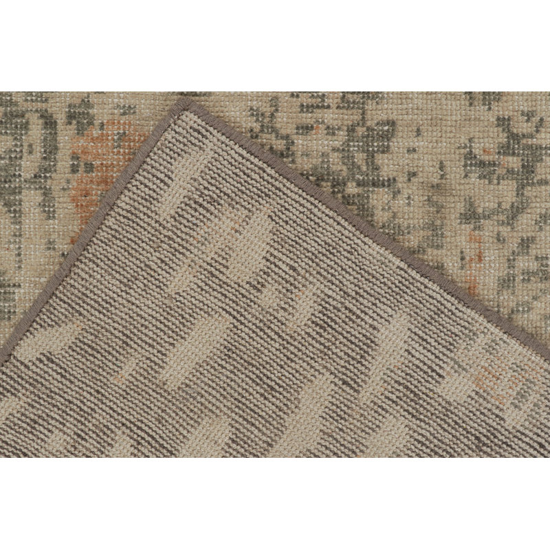 Hand-Knotted Rectangle 8' x 10' Cotton/Wool Area Rug in Beige/Gray