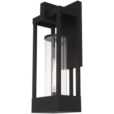 1 Light Outdoor Wall Lantern Pendant Fixture with Clear Glass Shade