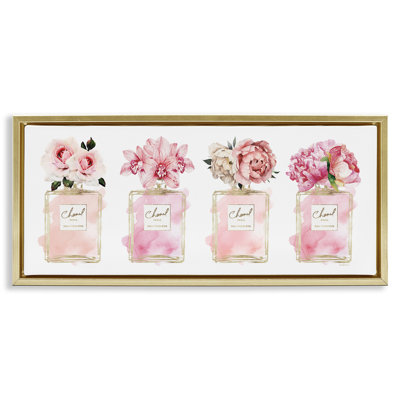 Floral Bouquets Glam Fashion Jars  Floater Canvas Wall Art by Amanda Greenwood