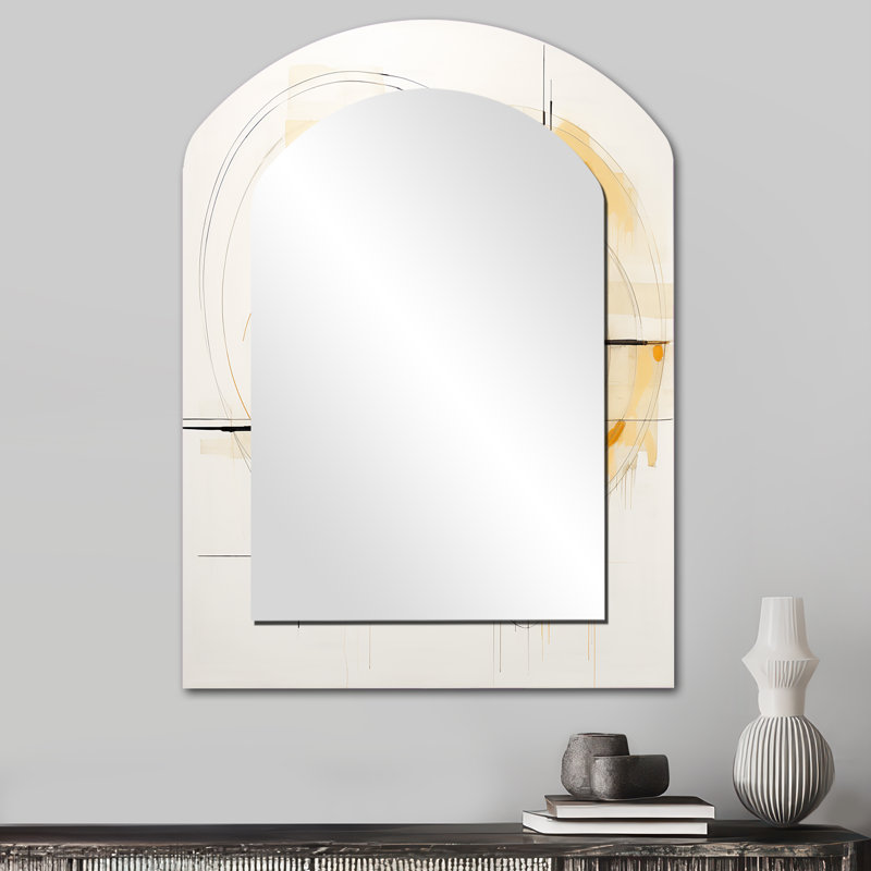 Poetry Of Possiblities Vintage Watercolor - Abstract Painting Asymmetrical Large Wall Mirror, Modern Arch Unique Mirror, Printed Metal Art