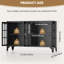 Buffet en métal l 53,2 po avec porte vitrée, tablettes réglables, lumière DEL COB-34617360