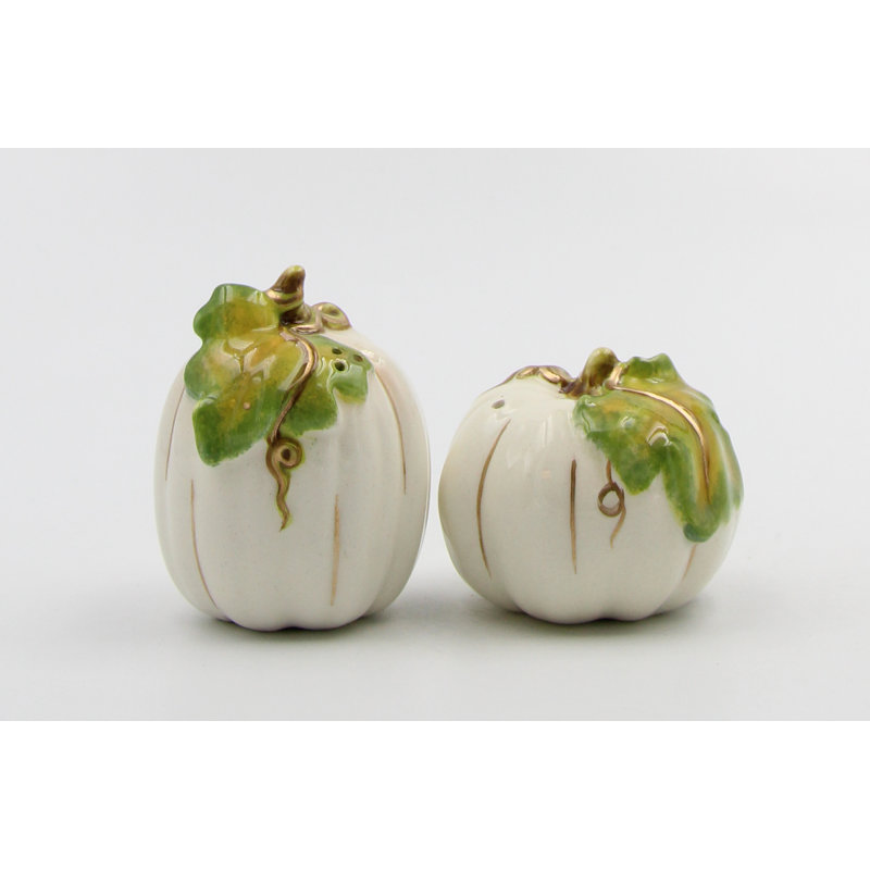 White Pumpkin Salt And Pepper, White/Green