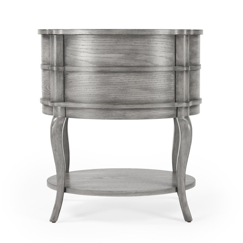 Jarvis Oval 2-Drawer Side Table, Gray