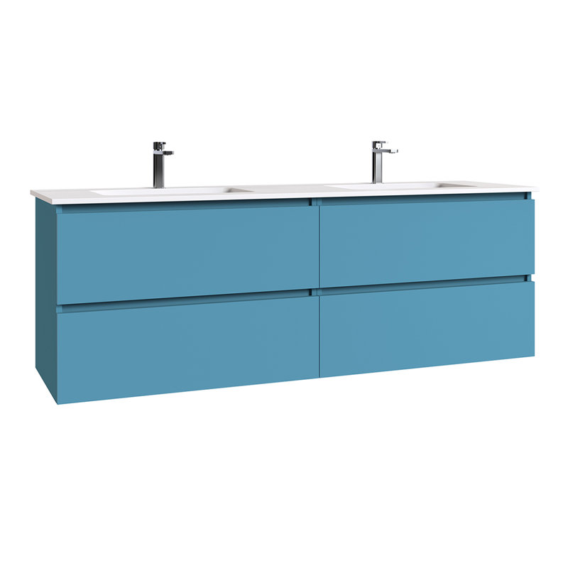 Flora C160D 63.0" Wall Mounted Bathroom Vanity, Island Matte