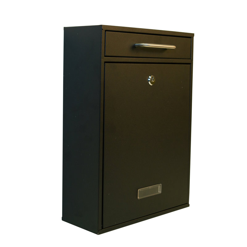 Secured Locking Wall Mounted Mailbox, Black Sand Grain
