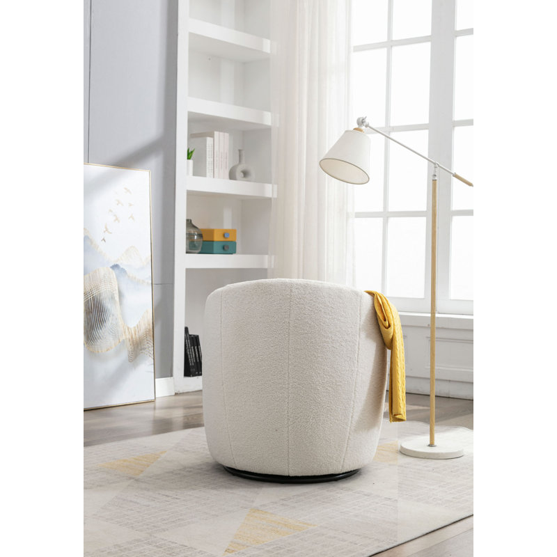 Fauteuil demi-tonneau avec fauteuil Teddy, Tissu ivoire