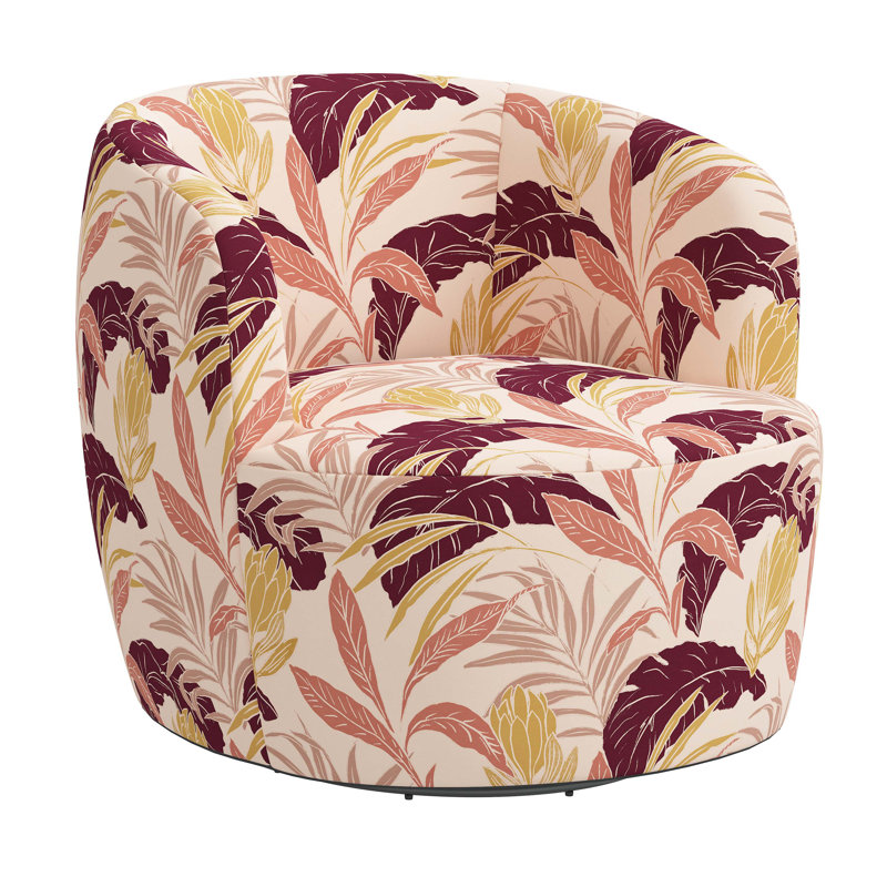 Fauteuil demi-tonneau pivotant Mina, Rosé palmier Protea
